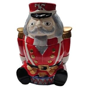 Vintage Gibson Housewares Nutcracker Christmas Cookie Jar Holiday 10"